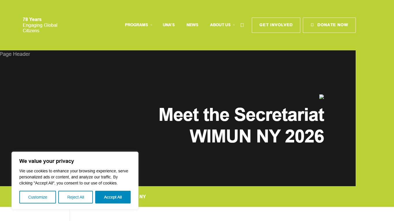 WIMUN NY 2026 Meet the Team • WFUNA
